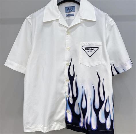 prada mens shirt flames|Prada striped shirt.